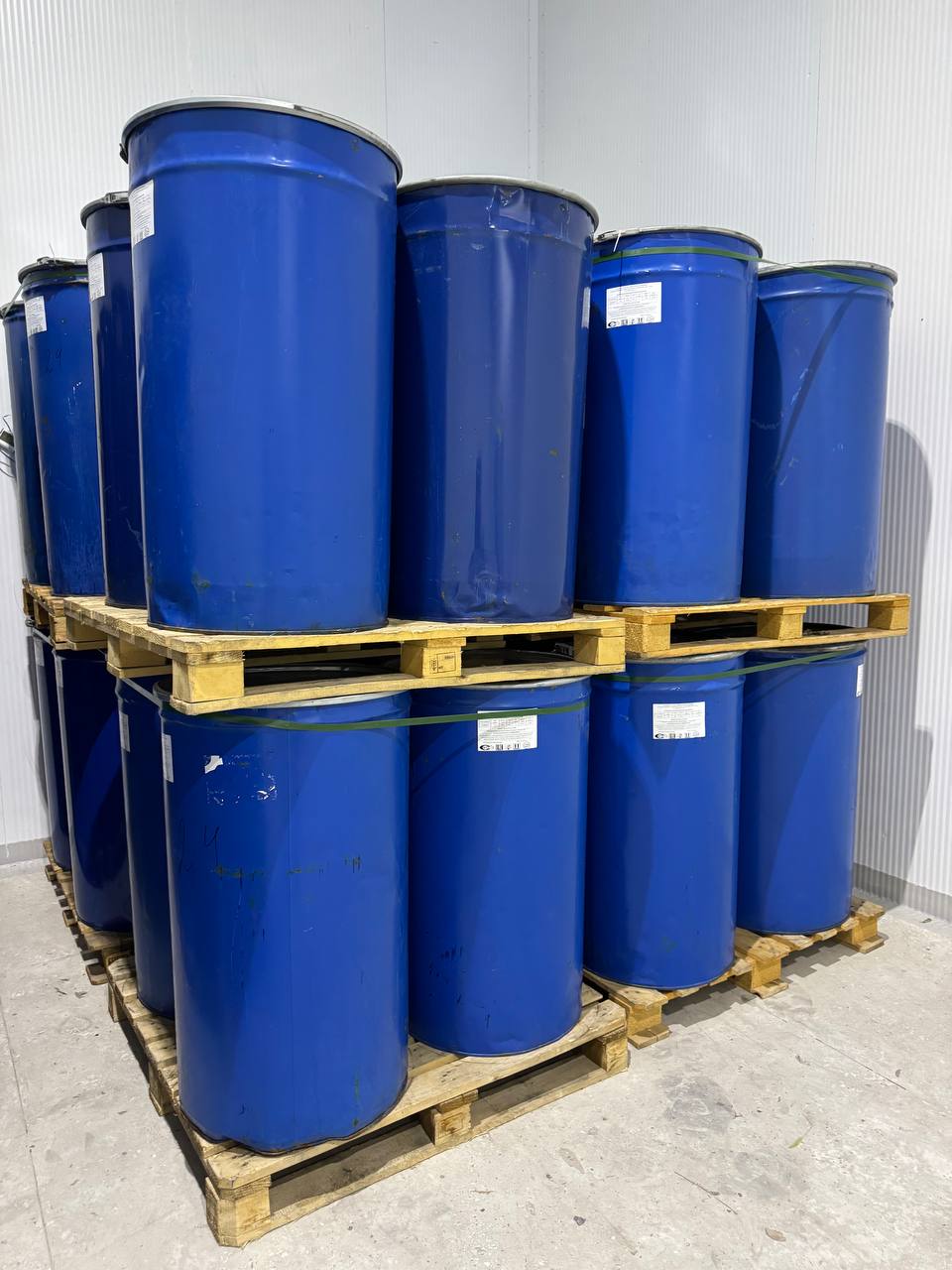 Barrels of concentrate on pallets